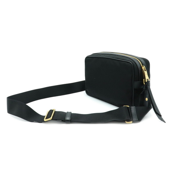 Prada Bag Shoulder Jacquard Leather Nylon Logo Black - Picture 1 of 9